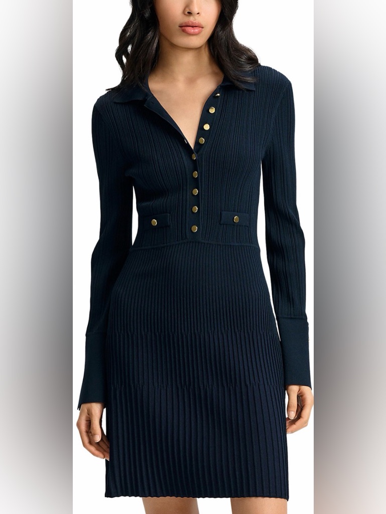 Veronica Beard Slim Sleeve Lauper Dress In Navy